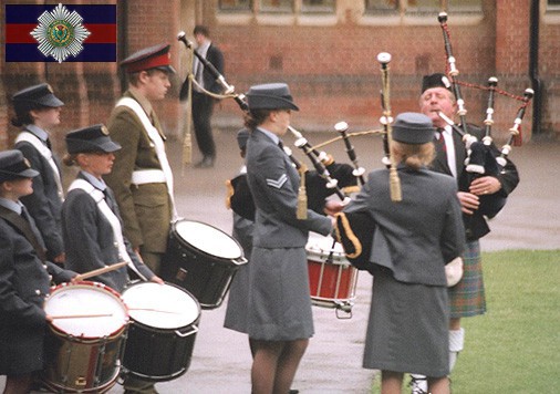 School pipers playing at Annual Inspection.
