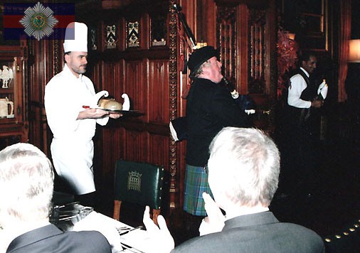 Piping in the haggis at the House of Commons.
